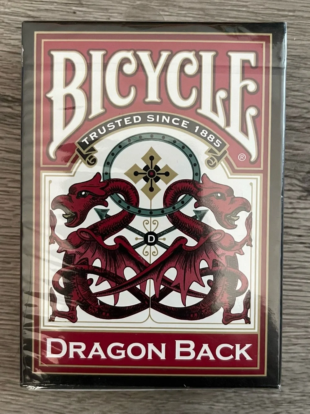 Bicycle Dragon Back Playing Cards- Burgundy Red sealed New Fell Deck Game